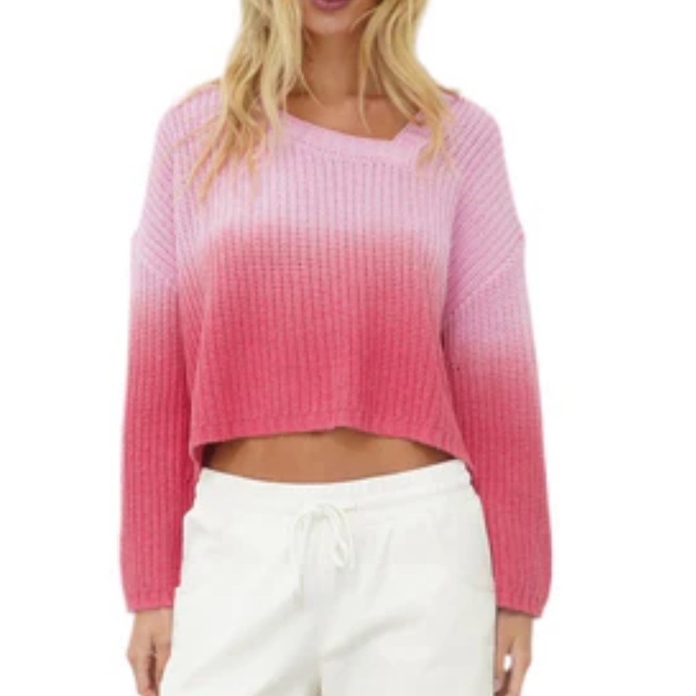 LNA Pink Ombre V-Neck Sweater